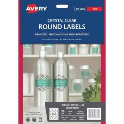 Avery Label L7114 Round Crystal Clear 60mm 12up 10 Sheets
