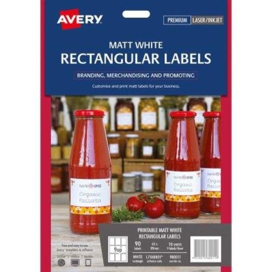 Avery Removable Rectangular Labels 10 Sheets 9 Up White L7108REV