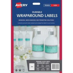 Avery Label L7146 Wrapround White Durable 5 Up 12 Sheets Laser 196x51mm