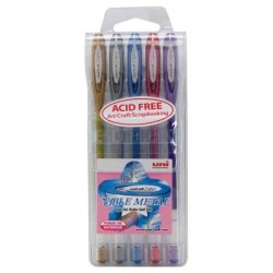 Uni-ball Signo Nobel 0.8mm Metal Capped Pack 5 Asstd UM-120