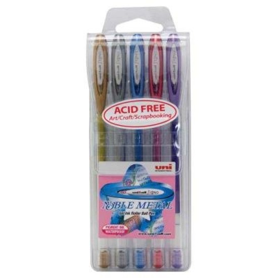 Uni-ball Signo Nobel 0.8mm Metal Capped Pack 5 Asstd UM-120
