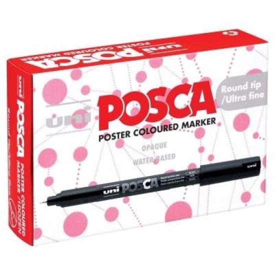 Uni Posca Marker 0.7mm Ultra-Fine Round Tip Asstd Pack 12 PC-1M