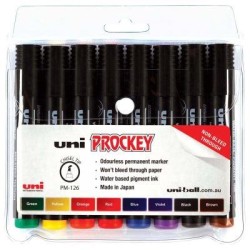 Uni Prockey Marker 5.7mm Chisel Tip 8 Pack Asstd PM-126 Uni Prockey Marker 5.7mm Chisel Tip 8 Pack Asstd PM-126