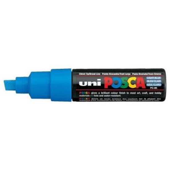 Uni Posca Marker 8.0mm Bold Chisel Light Blue PC-8K