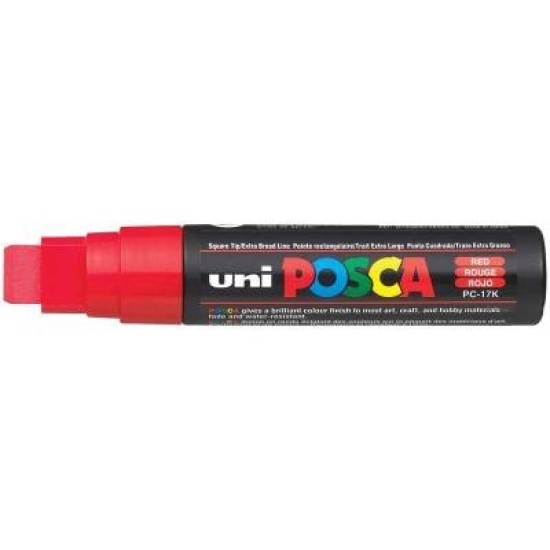 Uni Posca Marker 15.0mm Extra-Broad Chisel Red PC-17K