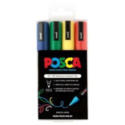 Uni Posca Marker 1.8-2.5mm 4 Pack Green Yellow Red Blue PC-5M Uni Posca Marker 1.8-2.5mm 4 Pack Green Yellow Red Blue PC-5M