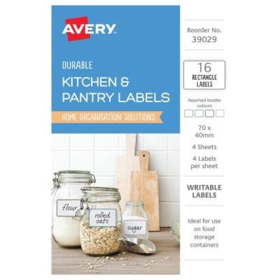 Avery Assorted Freezer Labels A6 Rect 70x40mm 4/Pk