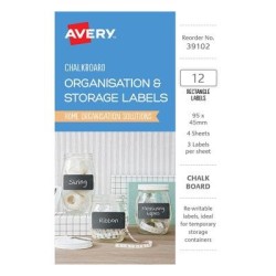 Avery Chalkboard O&S Labels - A6 Rect 95x48mm 4 Pk