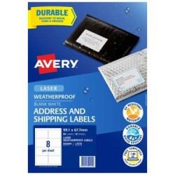 Avery L7070 Weatherproof Lbl - 8Up 99.1mmx67.7mm 10 Pk Avery L7070 Weatherproof Lbl - 8Up 99.1mmx67.7mm 10 Pk