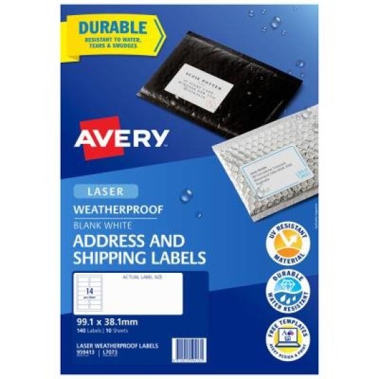 Avery L7073 Weatherproof Lbl - 14Up 99.1X38.1mm 10 Pk