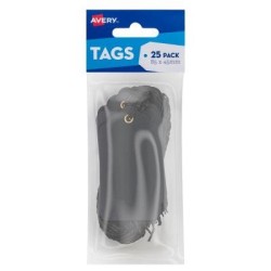 Avery Black Scallop Tags 85x45mm w/string 25 pack