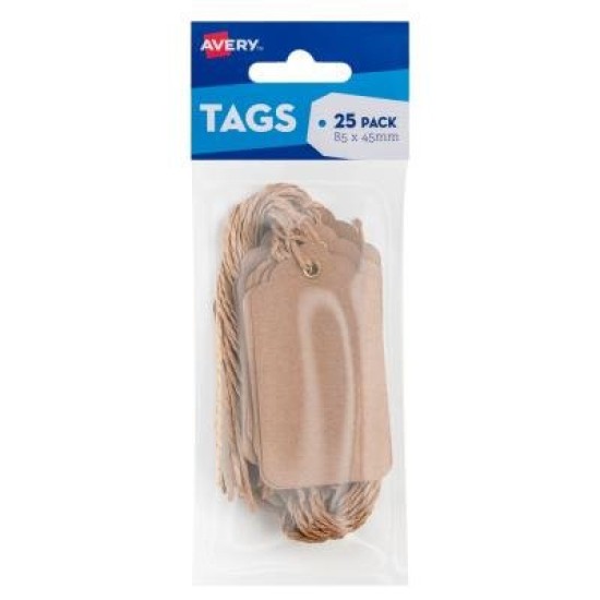 Avery Kraft Brown Scallop Tags - 85x45mm w-string 25 pack