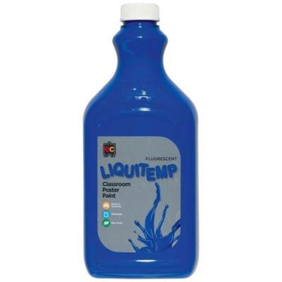 Fluoro Liquitemp Poster Paint 500ml Blue