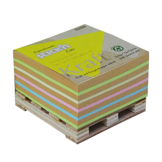 Stick'n Note Cube 76x76mm 400 Sheets Kraft Neon Assorted