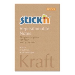 Stick'n Note 76x50mm 100 Sheet Kraft Stick'n Note 76x50mm 100 Sheet Kraft