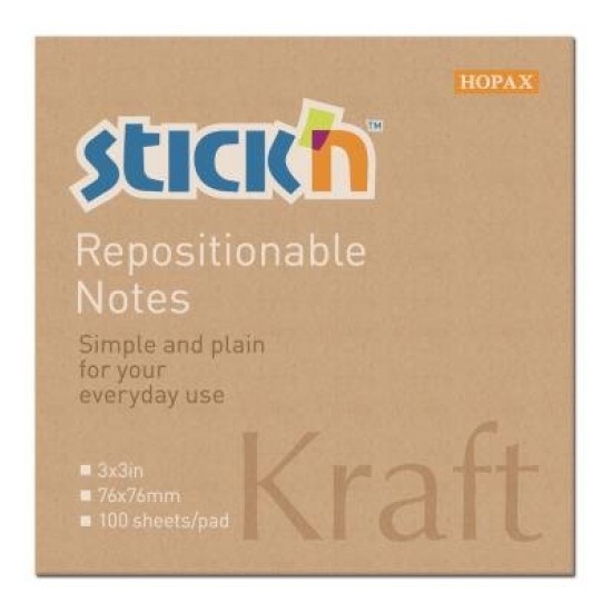 Stick'n Note 76x76mm 100 Sheet Kraft