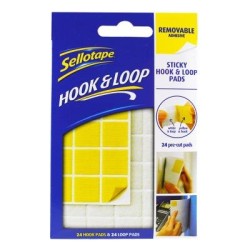 Sellotape Sticky Hook & Loop Pads Removable 20mm 24 Pack Sellotape Sticky Hook & Loop Pads Removable 20mm 24 Pack