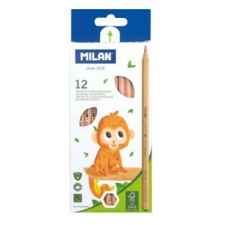 Milan Coloured Pencils Hexagonal Pack 12 Assorted Colours Milan Coloured Pencils Hexagonal Pack 12 Assorted Colours