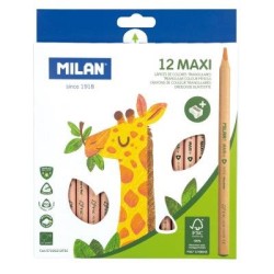 Milan Coloured Pencils Triangular Maxi Pack 12 Assorted Colours Milan Coloured Pencils Triangular Maxi Pack 12 Assorted Colours