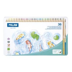 Milan Water Soluble Coloured Hexagonal Pencils Pack 36 Metal Box Milan Water Soluble Coloured Hexagonal Pencils Pack 36 Metal Box