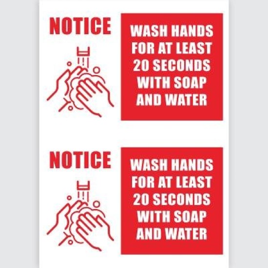 Avery Pre-Printed Self-Adhesive Sign Wash your Hands A4 2up 5 Sheets