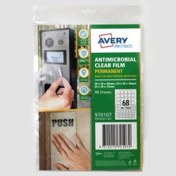 Avery Protect Anti-Microbial Film Permanent Mixed Squares A4 68up 10 Sheets Avery Protect Anti-Microbial Film Permanent Mixed Squares A4 68up 10 Sheets