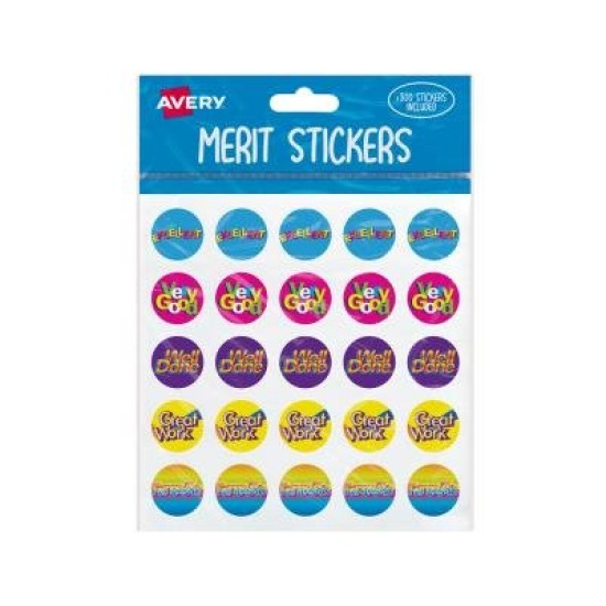 Avery Merit Stickers Assorted Captions 2 Round 22mm 300 Pack