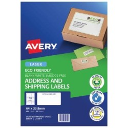 Avery Eco Friendly Address Labels 64x33.8mm 24up 20 Sheets Avery Eco Friendly Address Labels 64x33.8mm 24up 20 Sheets