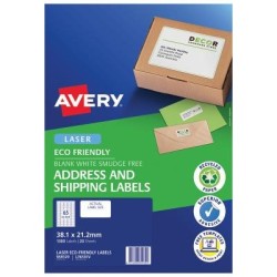 Avery Eco Friendly Address Labels 38.1x21.2mm 65up 20 Sheets