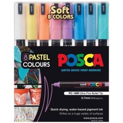 Uni Posca Marker 0.7mm 8 Piece Soft Colours PC-1MR Uni Posca Marker 0.7mm 8 Piece Soft Colours PC-1MR