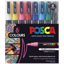 Uni Posca Marker 0.9-1.3mm 8 Piece Asstd PC-3M Uni Posca Marker 0.9-1.3mm 8 Piece Asstd PC-3M