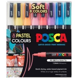 Uni Posca Marker 0.9-1.3mm 8 Piece Soft Colours PC-3M Uni Posca Marker 0.9-1.3mm 8 Piece Soft Colours PC-3M