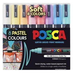 Uni Posca Marker 1.8-2.5mm 8 Piece Soft Colours PC-5M Uni Posca Marker 1.8-2.5mm 8 Piece Soft Colours PC-5M