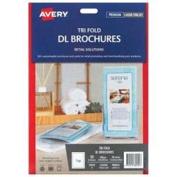 Avery Brochures  Tri Fold DL A4 Inkjet Laser 1up 20 Sheets