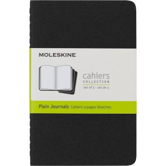 Moleskine Cahier Journals Pocket Black Plain Pack 3