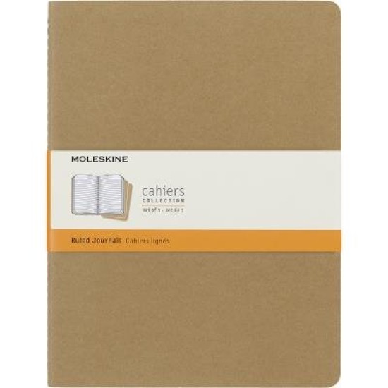 Moleskine Cahier Journals XL Kraft Brown Ruled Pack 3