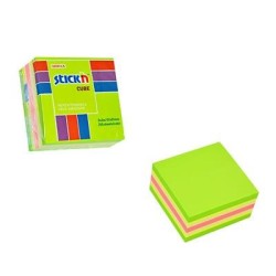 Stick'n Note Cube 51x51mm 250 Sheets Neon & Pastel Mix Lime Front Stick'n Note Cube 51x51mm 250 Sheets Neon & Pastel Mix Lime Front