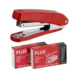 Plus Stapler + 2000 Staples PS10E Red Plus Stapler + 2000 Staples PS10E Red