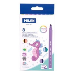 Milan Markers Conic Tip Pack 8 Pastel Colours Milan Markers Conic Tip Pack 8 Pastel Colours