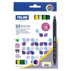 Milan Markers Bicolor Double Ended Tip Pens 24 Pack 48 Assorted Colours Milan Markers Bicolor Double Ended Tip Pens 24 Pack 48 Assorted Colours