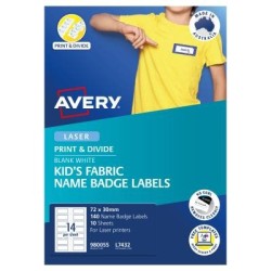 Avery Kids Fabric Name Badge Labels L7432 72x30 mm 10 Sheets Avery Kids Fabric Name Badge Labels L7432 72x30 mm 10 Sheets