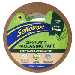 Sellotape Zero Plastic Kraft Paper Packaging Tape 36mm x 50m Sellotape Zero Plastic Kraft Paper Packaging Tape 36mm x 50m