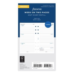 DIARIES 2027 Filofax Refill Classic Week To View Ruled Personal 2027 page: 8