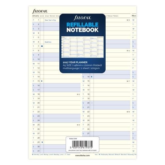 DIARIES 2027 Filofax Refill Notebook A5 Year Planner 2027 page: 8