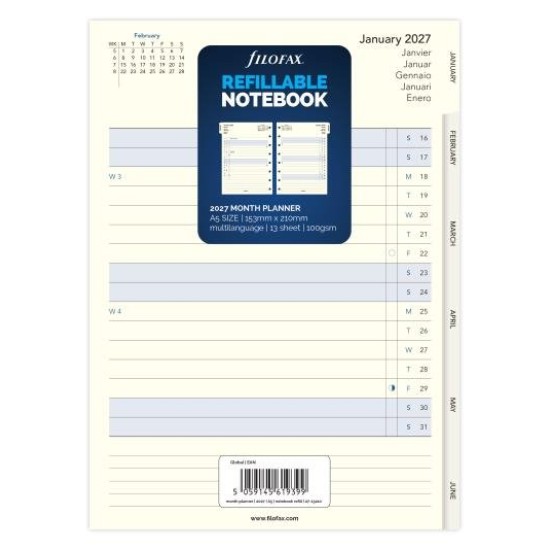 DIARIES 2027 Filofax Refill Notebook A5 Month Planner 2027 page: 8