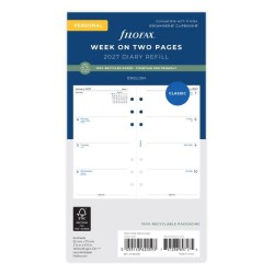 DIARIES 2027 Filofax Classic Refill Recycled Week to View Diary Personal 2027 page: 8 DIARIES 2027 Filofax Classic Refill Recycled Week to View Diary Personal 2027 page: 8