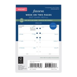 DIARIES 2027 Filofax Classic Refill Recycled Week to View Diary Pocket 2027 page: 8 DIARIES 2027 Filofax Classic Refill Recycled Week to View Diary Pocket 2027 page: 8