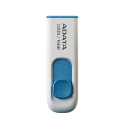 ADATA C008 Retractable USB 2.0 16GB White/Blue Flash Drive ADATA C008 Retractable USB 2.0 16GB White/Blue Flash Drive