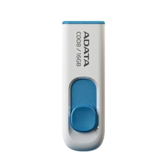 ADATA C008 Retractable USB 2.0 16GB White/Blue Flash Drive
