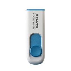 ADATA C008 Retractable USB 2.0 64GB White/Blue Flash Drive ADATA C008 Retractable USB 2.0 64GB White/Blue Flash Drive